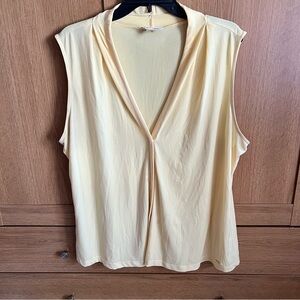 Calvin Klein Pastel Yellow V-Neck Blouse Size 1X